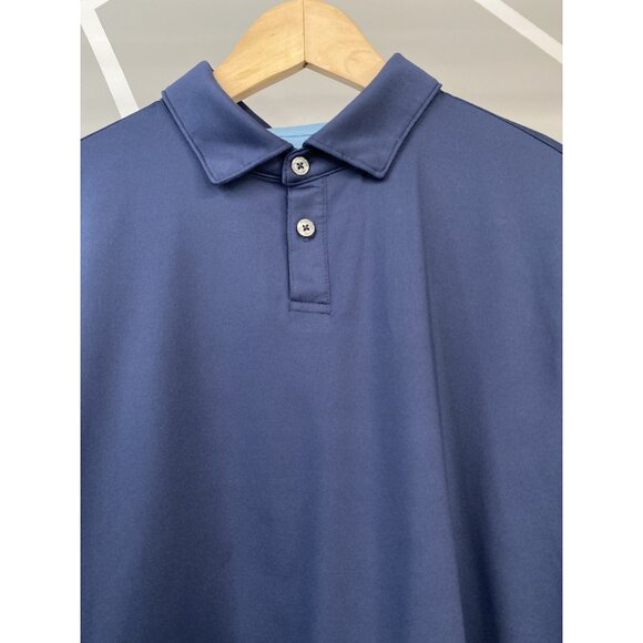 Rhone Delta Pique Short Sleeve Polo Men’s L True Navy Golf Stretch Performance - Picture 3 of 16